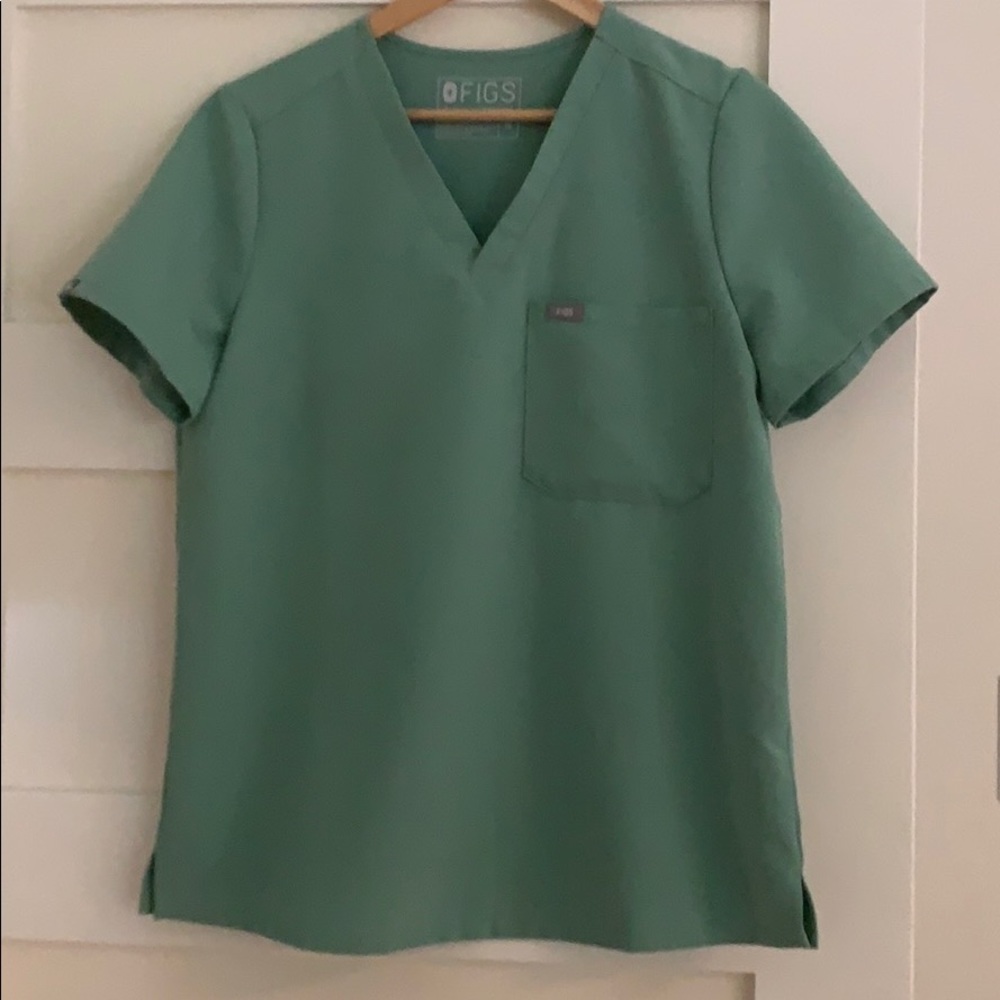 Figs Catarina one-pocket jade scrub top